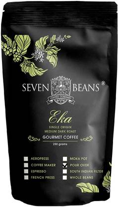 Seven Beans Coffee Company Eka Medium-Dark Roast Single Origin (Pour Over Grind) Gourmet Indian Filter Coffee