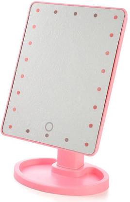 KolorFish LED Mirror Professional Touch Screen Makeup Vanity Mirror with 22 LED Lights for Beauty Dressing Table, 180 Rotating Adjustable (Pink)