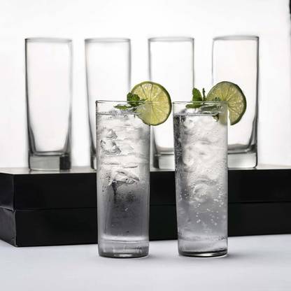 GOOD TO GREAT CREATION (Pack of 6) Round Shape Plain Tall Juice, Water 220 Ml Glasses Set of 6 Glass Water/Juice Glass