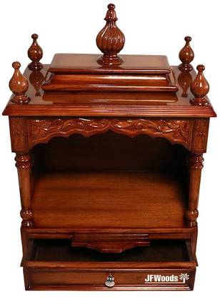 jfwoods Gloria Teak Wood One Drawer Mandir Solid Wood Home Temple