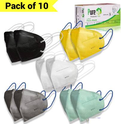 Pure M 10 UNIT COMBO OF N95 mask Breathable KN95 mask Face Mask Men 5 Layers Protection Type Respirator Mask Type Half Mask Respirator Type Air-purifying Respirator Mounting Type Ear Mounted Suitable For Pollution Size Free Size Model Name 10PIECE N95 Color Multicolor Melt Blown Fabric . Reusable, Washable, Water Resistant