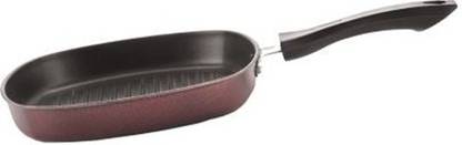 LOOT-LEY Non Stick Aluminium Grill Pan Square Gas Stove Compatible Grill Pan Pancake Pan 22 cm diameter with Lid 0.5 L capacity