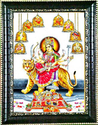 SUNINOW NAV DURGA MAA PHOTO FRAME | AMBE MAA | SHERAWALI MAA PHOTO FRAME FOR POOJA GHAR Religious Frame