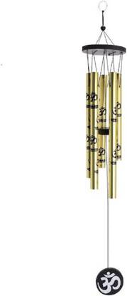 Ripe India Feng Shui Metal 5 Pipes Wind Chime with Om for Positive Energy Decorative Showpiece  -  45 cm