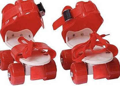 Skyler Collection Roller Skates For Kids / Children’s With Front Breaks , Unisex Size, Age Group 5 to 12 Years, 4 Wheels Skating Quad Roller Skates ( Red) Quad Roller Skates - Size 5-12 UK