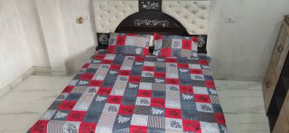 Emmera Cotton Double Flat 160 TC Checkered Bedsheet