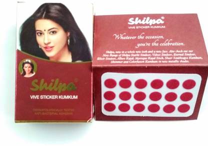 Shilpa Sticker Kumkum - Deep Red Size 3 ( Pack of 10 ) - Dermatologically Tested women Maroon Bindis