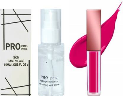 KA-KAIASHA Pro Prep HD Face Primer , pore filler primer, smothning primer , light weight primer Clear Primer - 100 ml (TRANSPARENT).LIQUID MATTE LIPSTICK 24G, DARK PINK .