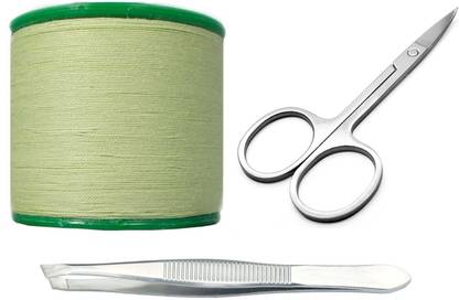 MYYNTI Eyebrow Threading Cotton Threads and Stainless Steel Scissor and Tweezers for Hair and Eyebrows Personal Care Tools Set