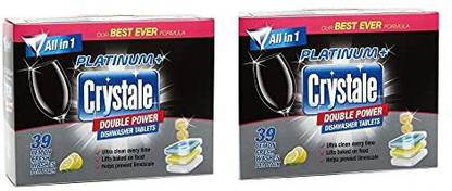Crystale Platinum Dishwasher Tablets 39's Lemon Pack Of 2 Dishwashing Detergent
