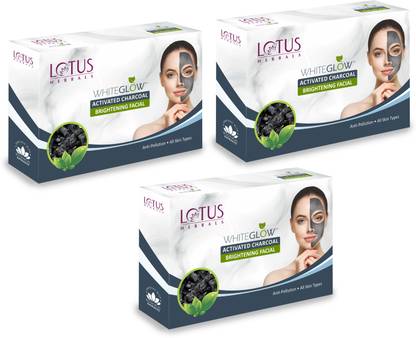 LOTUS HERBALS Whiteglow Activated Charcoal Brightening Facial ( Pack Of 3 )