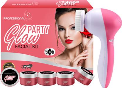 PROFESSIONAL FEEL Herbal Party GLow Facial Kit With 5 in 1 Face Massager For Facial Skin Whitening