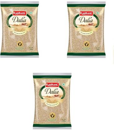 Rajdhani PREMIUM QUALITY BROKEN WHEAT DALIYA 500 GRAMS PACK OF 3 Broken Wheat