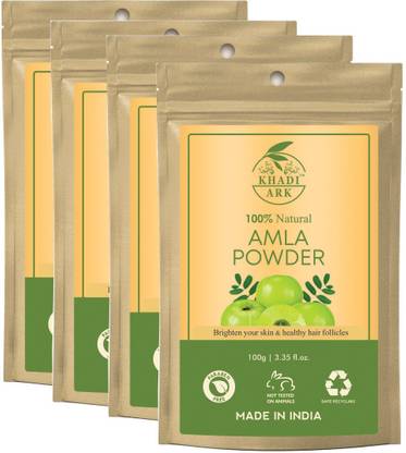 Khadi Ark 100% Natural Amla Powder (Edible) (Gooseberry) (Pack of 4, 100 GM Each)