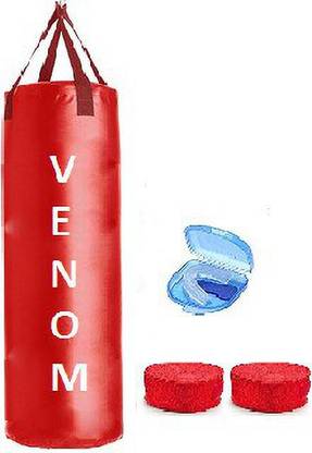 VENOM Red Color, Unfilled, 6.5 Feet, Synthetic Leather Punching Bag with Hanging Strap Hanging Bag