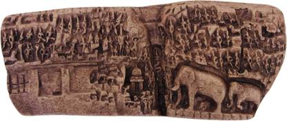 Monumental Gifts Mahabalipuram or Mamallapuram's Arjuna's Penance or Baghiratha's Descent of Ganges Miniature sculpture Decorative Showpiece - 14.5 cm