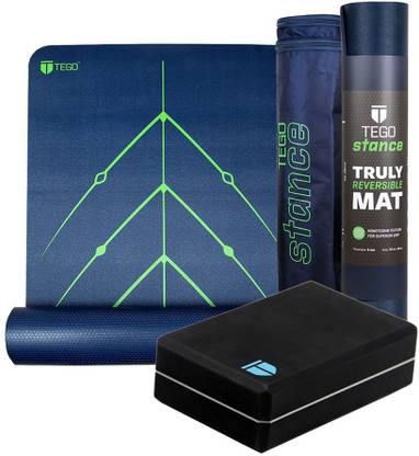 TEGO Stance Reversible Mat with GuildAlign (With Bag) & Boost Yoga Block Combo Red 6 mm mm Yoga Mat