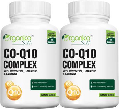 organicoslim CO-Q10 Complex with resveratrol, L-carnitine & L-arginine (Pack of 2)