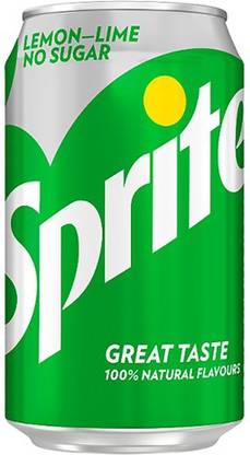 Coca Cola SPRITE LEMON - LIME NO SUGAR GREAT TASTE 100% NATURAL FLAVOURS (4 X 330 ML) Can
