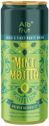 ALOFRUT Mint Mojito 250 ml Pack of 12 | India's First Party Drink | Taste The Natural Fizz | Brewed Naturally | Enriched With Aloevera | No Artificial Colours | No Artificial Flavors Can