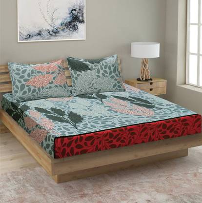 Flipkart SmartBuy 144 TC Cotton King Floral Flat Bedsheet