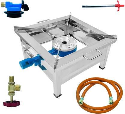SORTED Single Burner Commercial Gas Chula/Bhatti with Everything Fitted & Ready to Use Stainless Steel Manual Gas Stove
