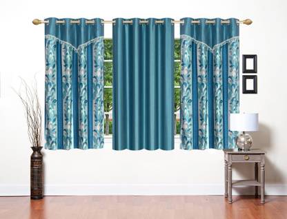 Stella Creations 154 cm (5 ft) Polyester Room Darkening Window Curtain (Pack Of 3)