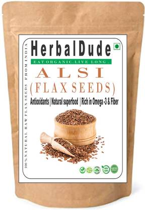 HERBALDUDE Flax Seeds \ Linseeds \ Alsi for Weight Loss ,Rich with Fiber and Omega -3 Fatty Acids & Healthy Heart -300g Brown Flax Seeds