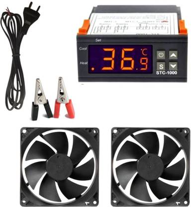 TechSupreme STC-1000 Digital Temperature Controller LED Temp Control Thermostat 110V Heating Cooling Relay NTC Sensor Incubator Multipurpose Controller & 1 2 Pin AC Power Cord (Cable) 2 mtrs & 2 3Inch Cooling Fan & 1 Clip Temperature Sensor and Controller Electronic Hobby Kit