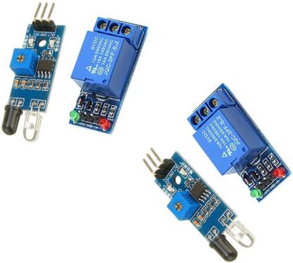 Manushre Manas Enterprises IR Proximity Sensor for Obstacle Sensing With One Channel 5V Relay Module Relay Switch with Isolation High Low Level Trigger(SET OF 2) Electronic Components Electronic Hobby Kit