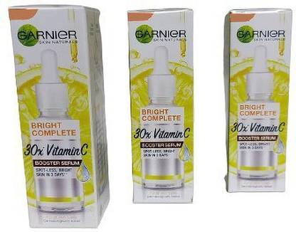GARNIER Light Complete Vitamin C Booster Serum 15 ml - 3 Days to Spotless, Bright Skin | Light Texture Formula & Non-Oily Face Serum 153-45ml (PACK OF 3)