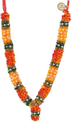 Just Devotional 12 inch Artificial flower garland for photo frame | Photo frame mala for god, deceased persons Synthetic Ribbon Garland