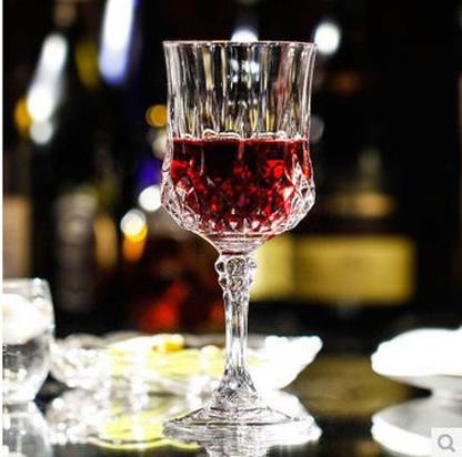 happy penguin (Pack of 2) Diamonds long stand wine glass , Clear Glass Set Wine Glass