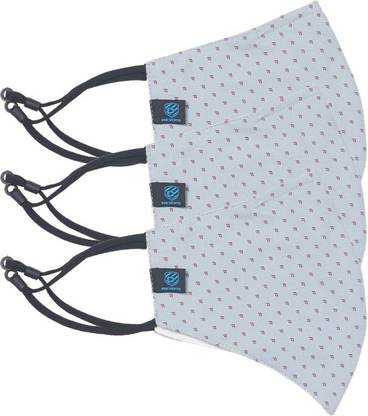 prevento Cotton Face Mask with Three Layer Safety, Dotted Print, 3 pcs Reusable, Washable Cloth Mask With Melt Blown Fabric Layer