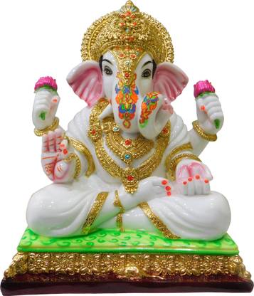 vinayakmoorti Dagdusheth Ganpati Murti Marble Ganesh Statue Shreemant Dagdusheth Ganesha Murti For Home Pooja Temple Ganesha Home Decorative Showpiece Decorative Showpiece  -  32 cm
