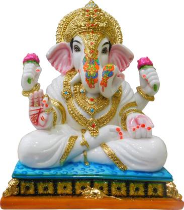 vinayakmoorti Dagdusheth Ganpati Murti Marble Ganesh Statue Shreemant Dagdusheth Ganesha Murti For Home Pooja Temple Ganesha Home Decorative Showpiece Decorative Showpiece  -  32 cm