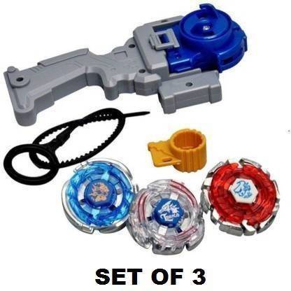 AKANSHA 4D Metal Beyblade Set| Beyblade set of 3| Spinning tops| Beyblade launcher handle 3 in 1