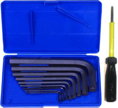 KIX 9-Pcs Full Hex Kit Bolt Spanner Goti Wrench L Shape Repair Tool Set for Bike/Bicycle/Cycle/Guitar Allen Key Set