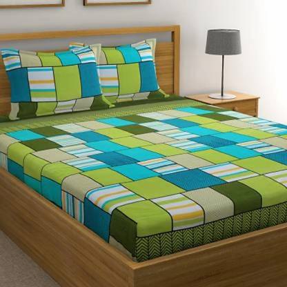 Recstiria 122 TC Cotton Double Embroidered Flat Bedsheet