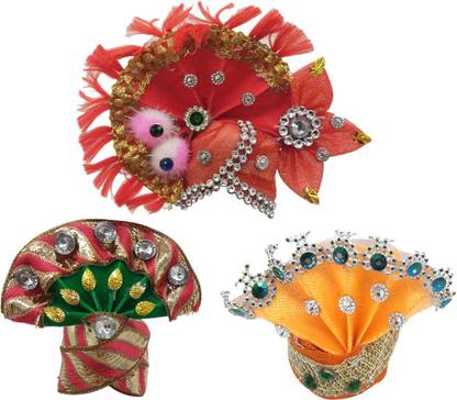 Ecommall Laddu Gopal Size 0-1 Pagdi, Pagri / Mukut for Idol Krishna, Khana ji Deity Ornament