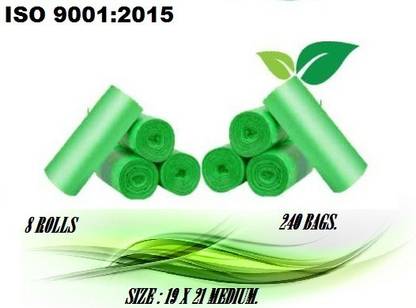 Vruta GREEN Compostable/Biodegradable pack of 8 ( 240 BAGS ) Medium 13 L Garbage Bag  Pack Of 240
