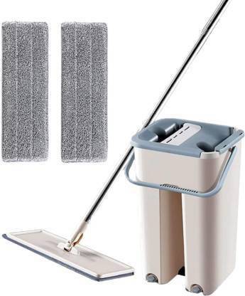 Bhagavati ST- Mop with Bucket -Star products Hands-Free Microfiber Flat Spin Mop System 36 Mop Set
