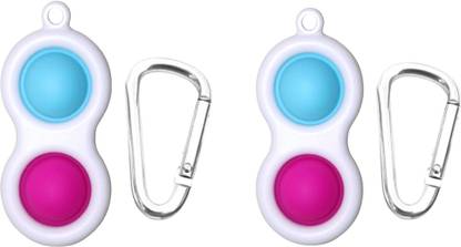 Kemendra Simple Dimple Toy Stress Reliever Keychain, Decompression Toy .Keychain Pressure Reliever Toy, Simple Dimple Fidget Toy, Silicone Flipping Board Toys, Early Educational Fidget Toy , Baby Toy ,Push Pop It Pack of 2 Key Chain Key Chain