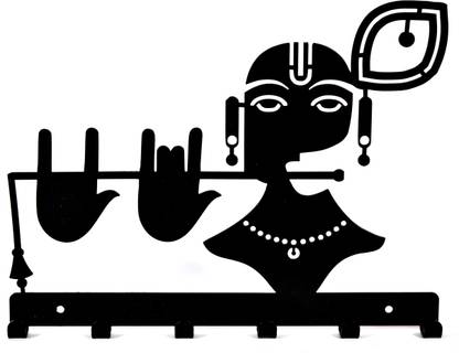SUNSHINE Krishna with flute key holder Steel Key Holder