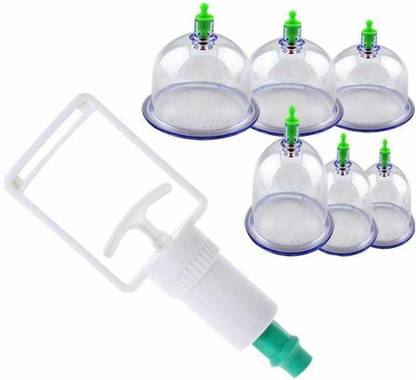 MFORALL 6 PCS Vacuum Cupping Set Health Care Vacuum Cupping Hijama acupuncture Portable Body Relaxation Massage Therapy Kit Chinese Cupping Cups Plastic Therapy-Cupping Medicine Magnet Pull Out Vacuum Apparatus (White) - Pack of 6, White Massager