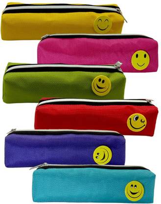 Zz Trader Emoji Pack of 6 Combo Pencil Pouch Emoji Art Polyester Pencil Box