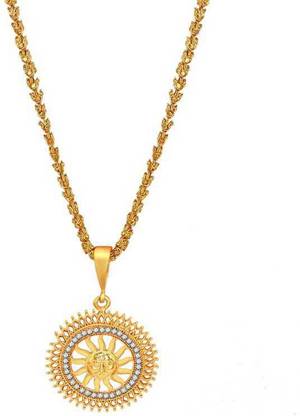 Pihoo Enterprise Suryanarayan Round Diamond & CHANDRAMUKHI - 501 Gold-plated Diamond Alloy Pendant Set