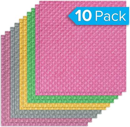 Daily Fest Cellulose Sponge - Bulk 10 Pack of Eco-Friendly No Odor Reusable Cleaning for Kitchen - Absorbent Sponge Wipe