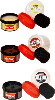 show Shoe Cream - Black+Brown+Natural Leather, Synthetic Leather Shoe Cream