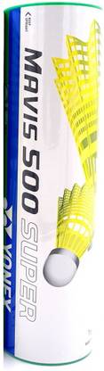 YONEX Mavis 500 Super Nylon Shuttle - Yellow (Slow, 75, Pack of 6) Nylon Shuttle  - Yellow
